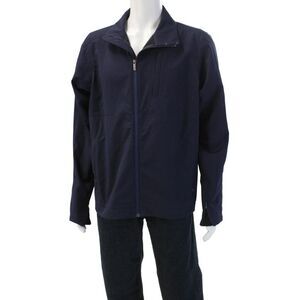 Nau Mens Dark Blue Windbreaker Collared Zip Long Sleeve Size L